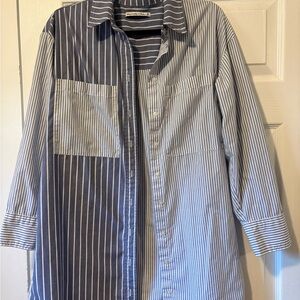 Oversized Blue Striped Shirt